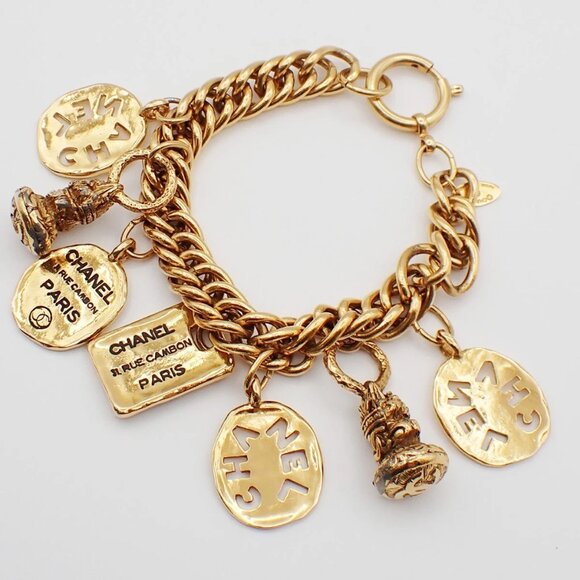 CHANEL CC Logo 31 RUE CAMBON Chain Bracelet Bangle Gold GHW France 15RL248 - Picture 3 of 16